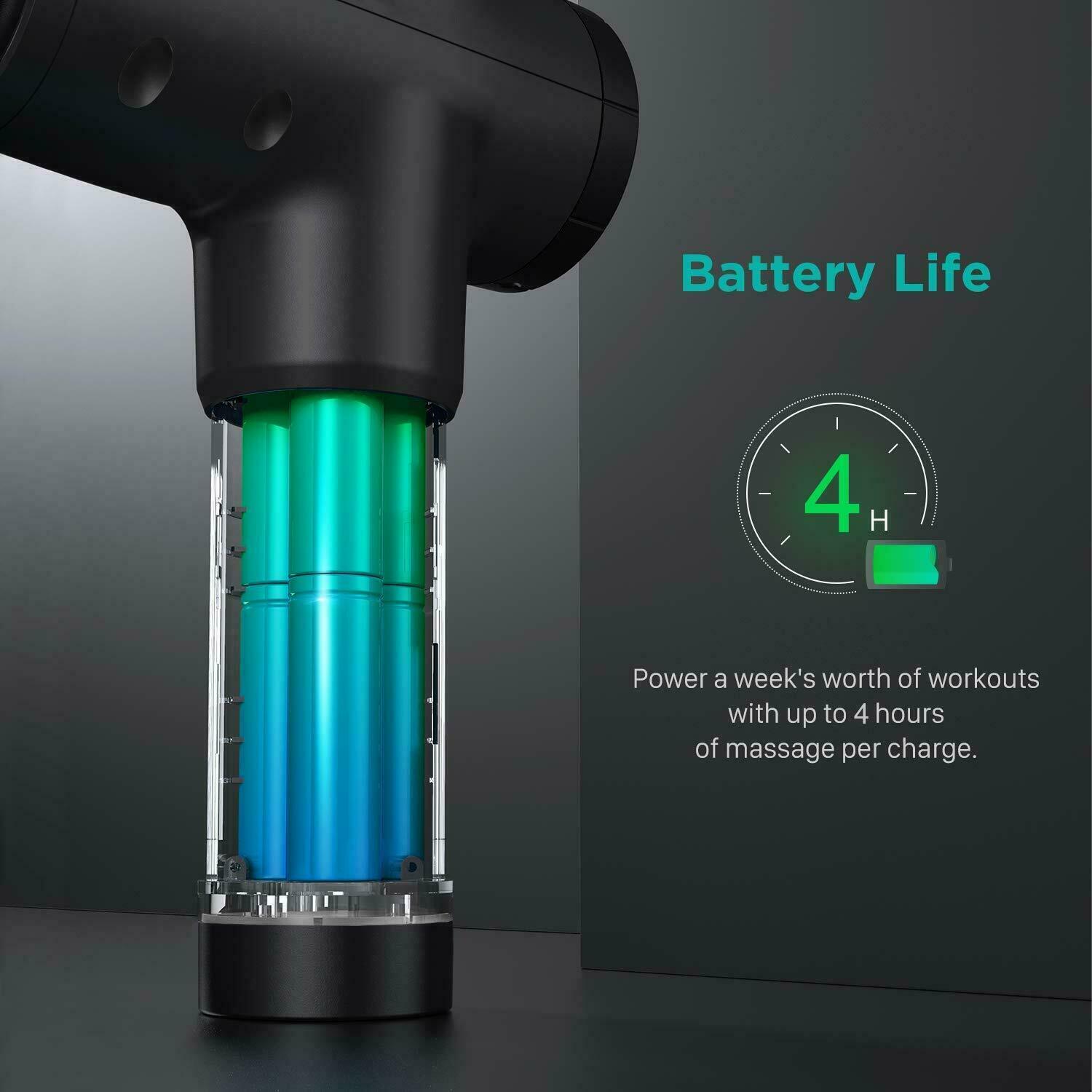 HULKBUZZ Massage Gun Percussion Massager Deep Tissue Muscle Relaxing 4 Head