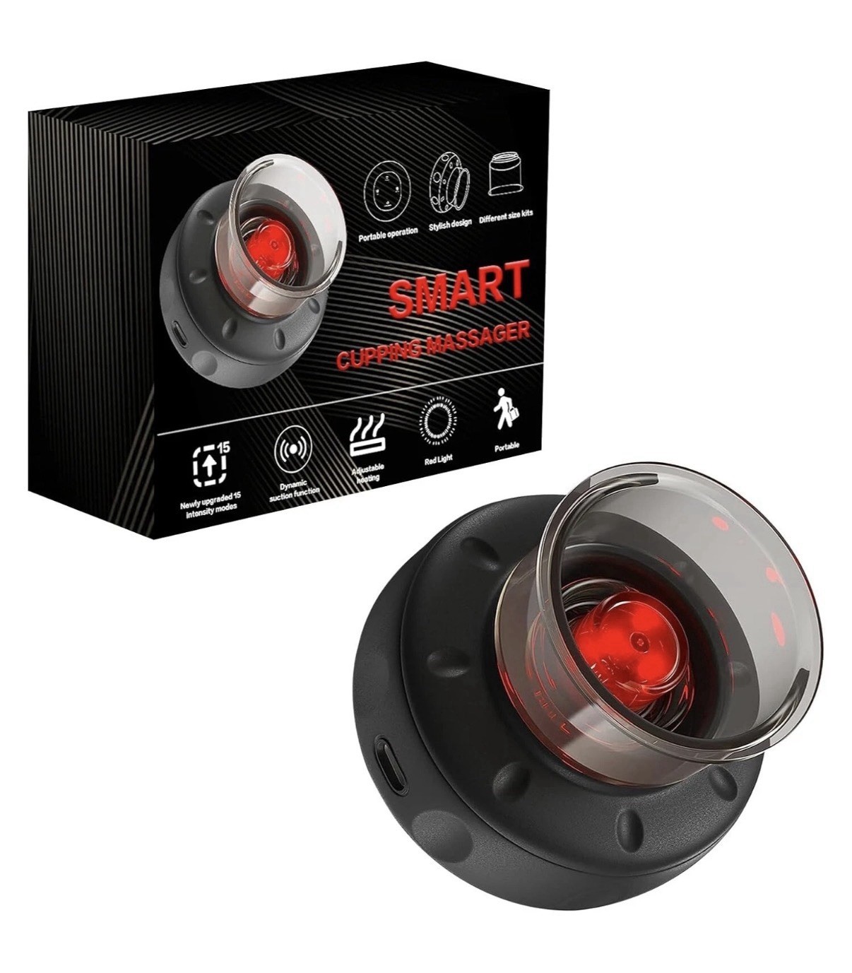 5-in-1 Smart Cupping kit for Massage Therapy with Red Light,15 Levels of Suction