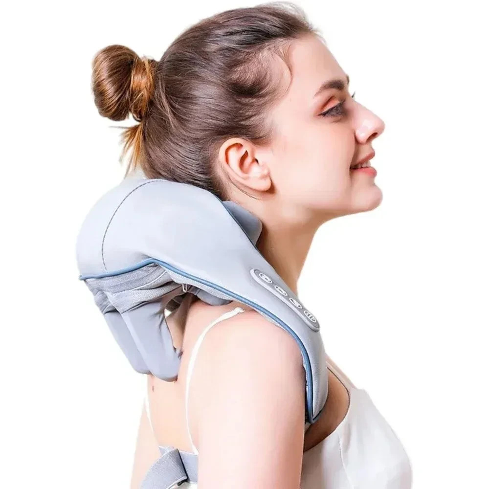 Shiatsu Neck Shoulder Back Massager w Heat Ergonomic 5D Deep Tissue Kneading USB