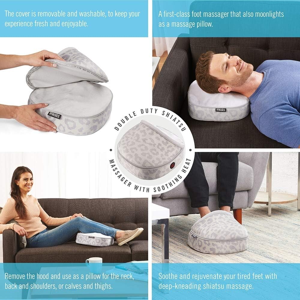 HoMedics Double Duty Shiatsu All-Over Heated Body Massager, Washable Blue Fleece