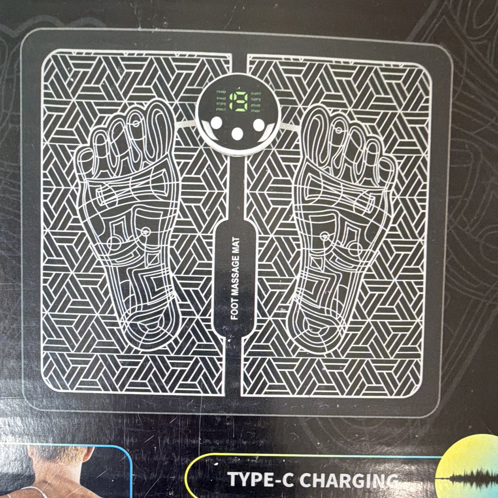 NEWIDAY Foot Massager Mat USB Type-C Rechargeable LED Display 19 Levels Auto