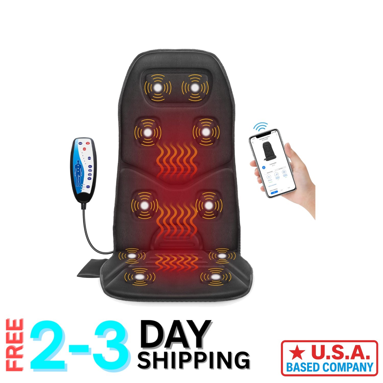 Gift-Ready App-Controlled Back Massager with Heat & 10 Motors for Pain Relief