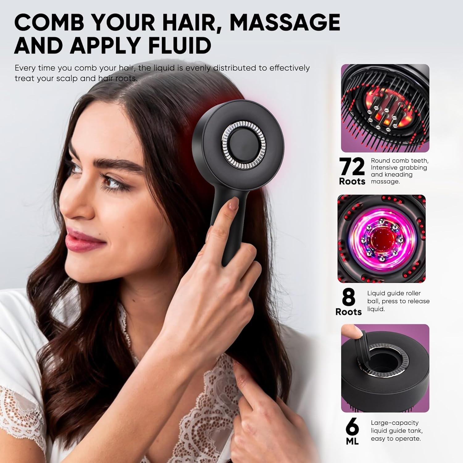 Electric Hair Growth Massager with Liquid Dispensing Tips and Comfortable Handle