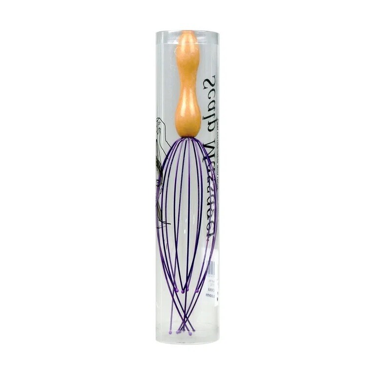 2 Pack Wooden Octopus Scalp Massager Stainless Legs Purple For Stress & Tension