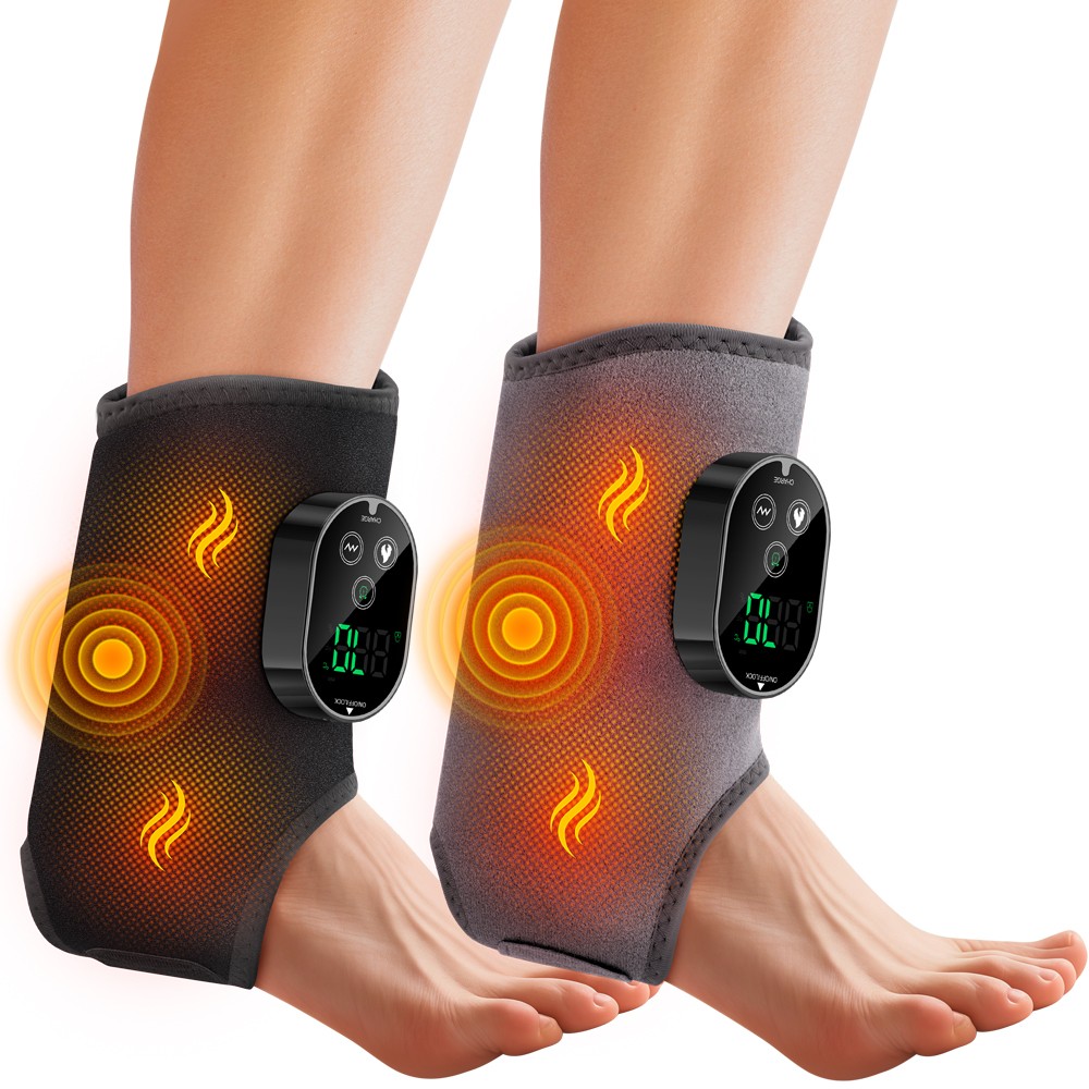 Electric Foot Ankle Massager Pain Relief with 6 Heat Levels, 3 Vibration Modes
