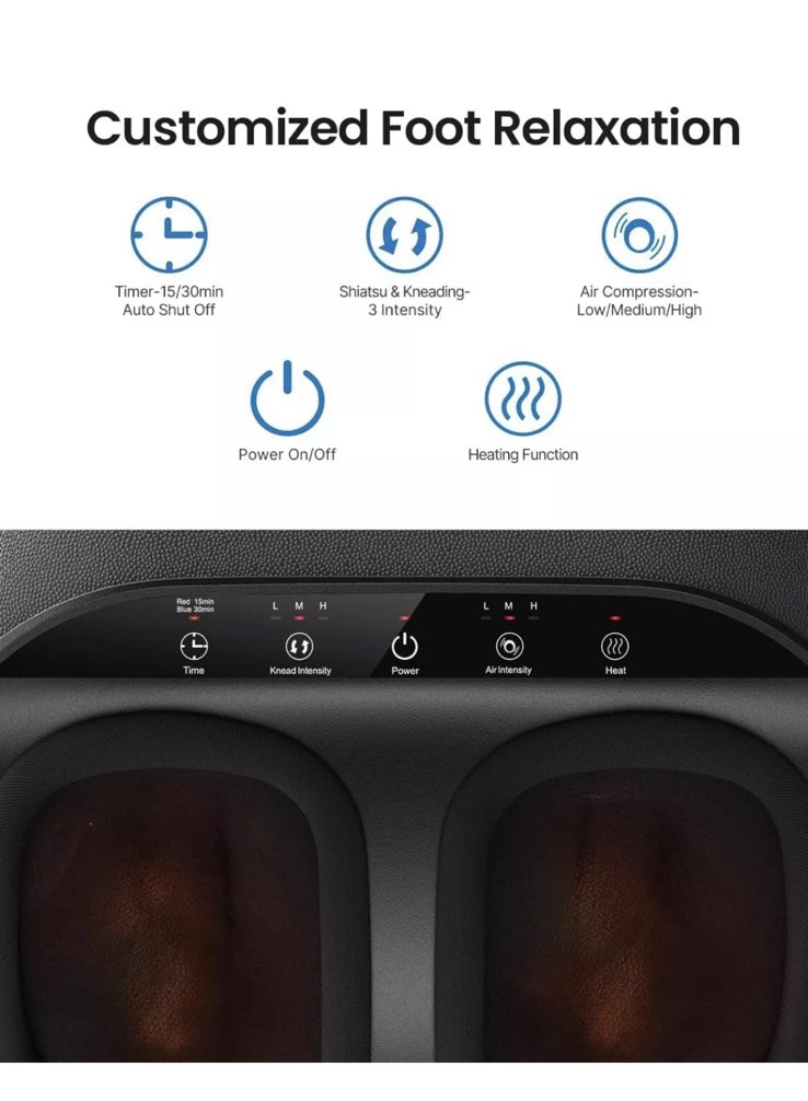 RENPHO Foot Massager RF-FM059 Kneading Shiatsu Heat Air Compression – Black