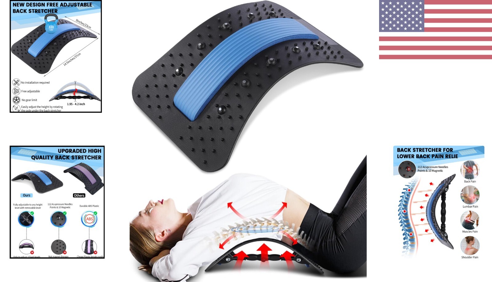 Durable Flex Back Stretcher – Sciatica Relief – Eco-Friendly – 15.2×9.5×1.5