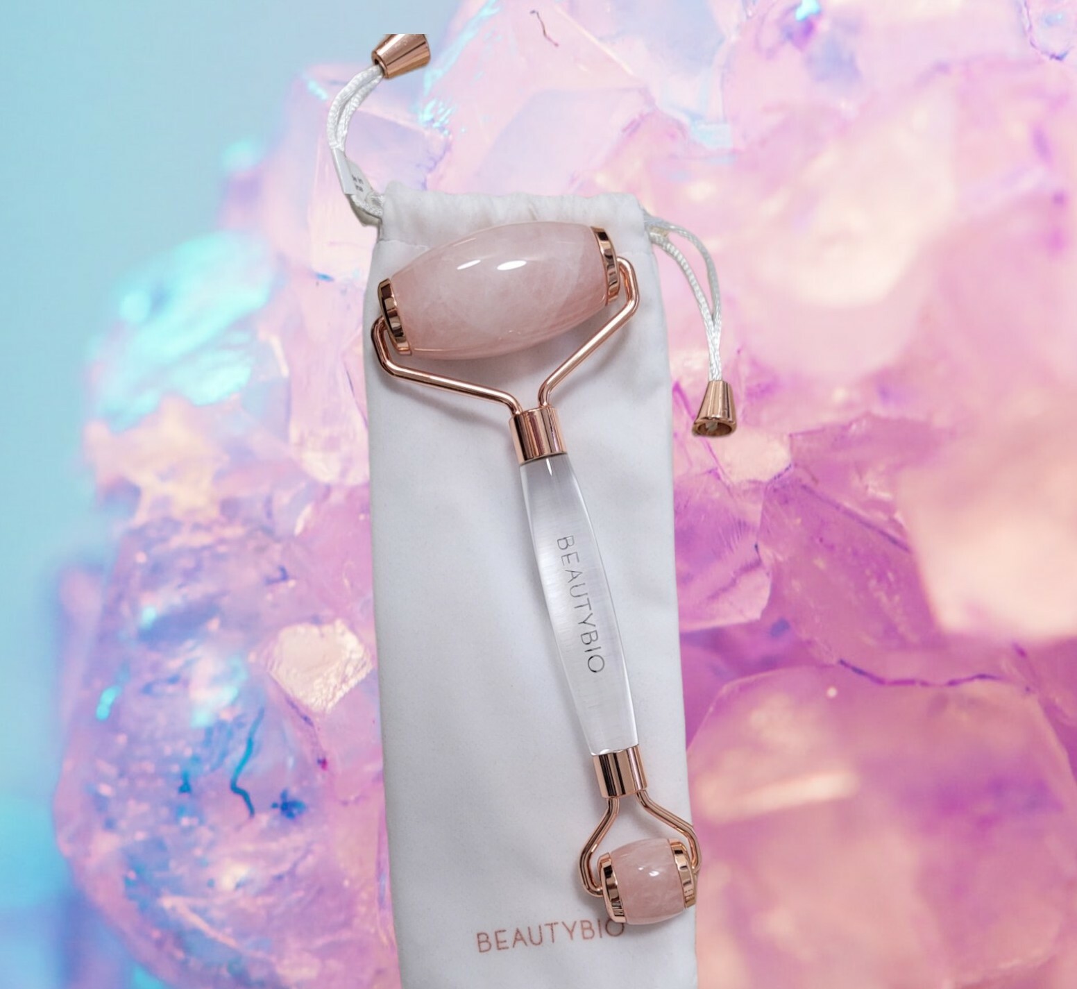 BeautyBio Quartz Roller Pure, Sustainably harvested Brazilian Rose Quartz Face.B