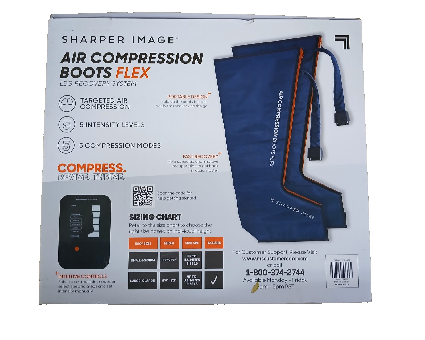 Sharper Image Flex Leg Recovery System Air Compression Boots Size Large