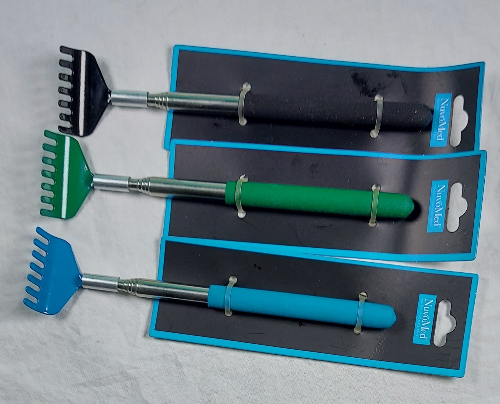 Lot Of 3 NuvoMed Telescopic Back Scratchers Extends To 26 Inches! Random Colors