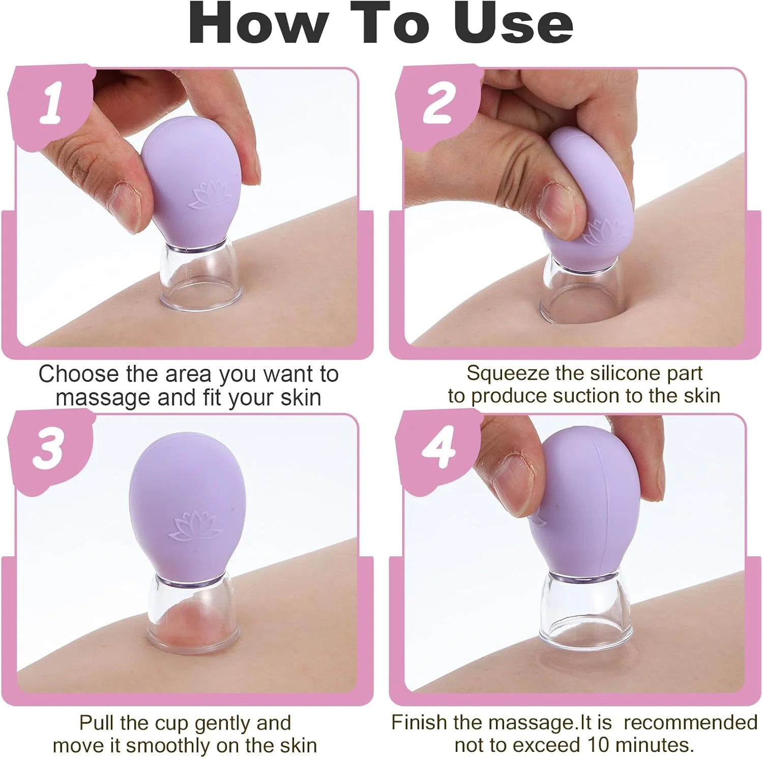 4 Pcs Glass Vacuum Cupping Set for Face Body Massage Anti Cellulite Therapy