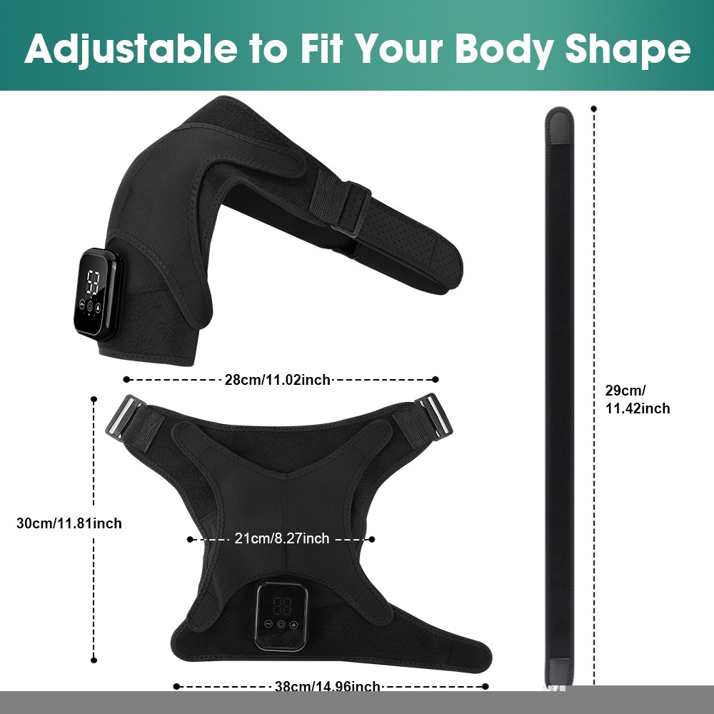 Cordless Shoulder Massager Pain Relief with 3 Vibration Modes, 3 Heating Levels