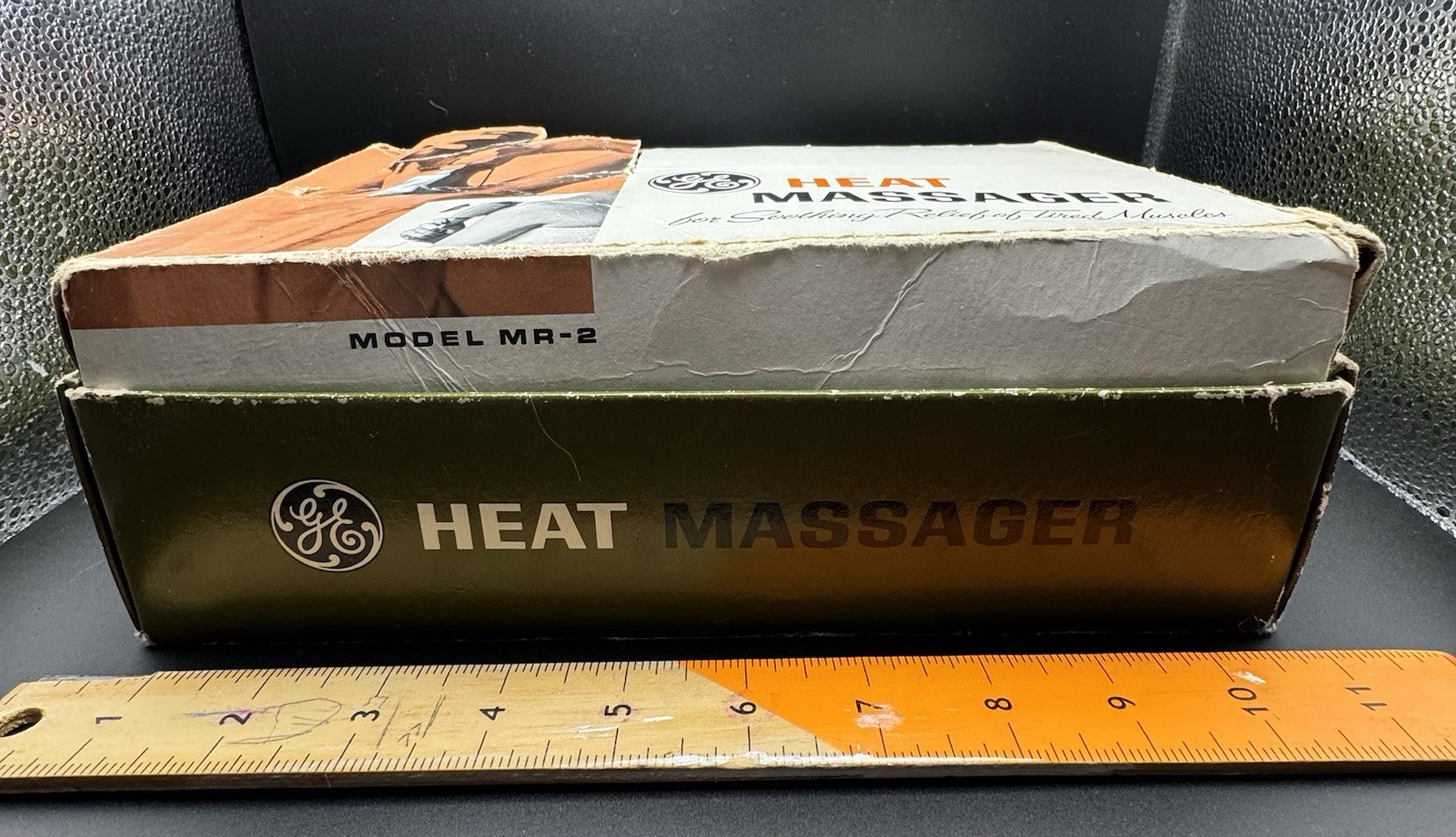 Vintage GE Handheld Vibrator Heat Massager MR-2 2 Speed w/Attachments WORKS!