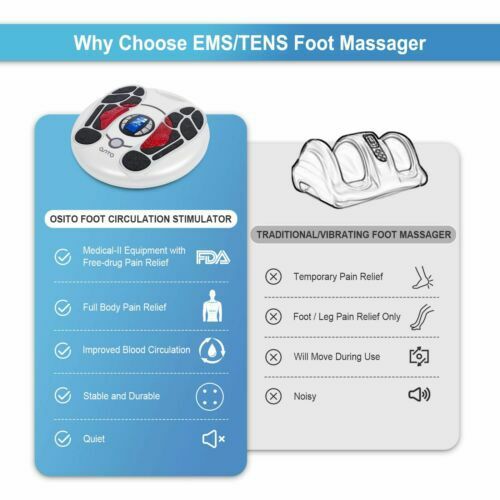 OSITO Electric Foot Massager Tens ems Relieves Neuropathy Pain Relaxes Feet US