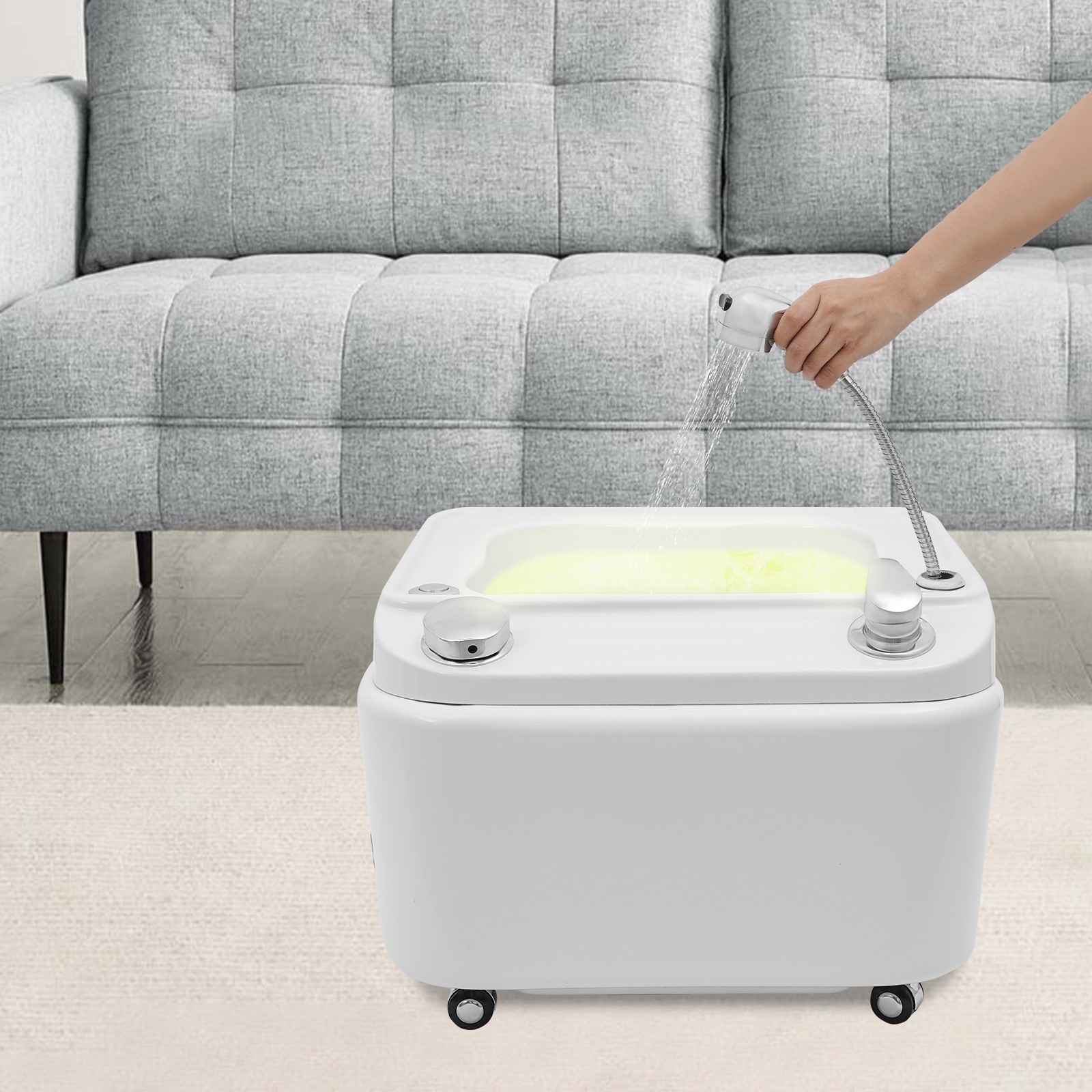 Foot Bath with Colorful Lamp, Portable Foot Spa Tub, Acrylic Massage Foot Bath