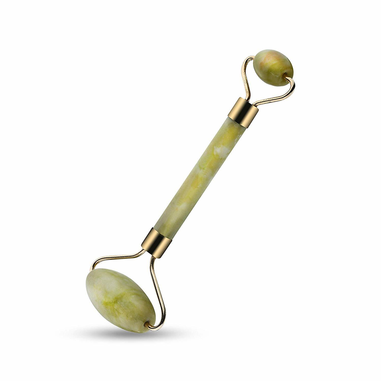 Earthly Bloom Authentic 100% Natural Green Jade Stone Facial Neck Roller Massage