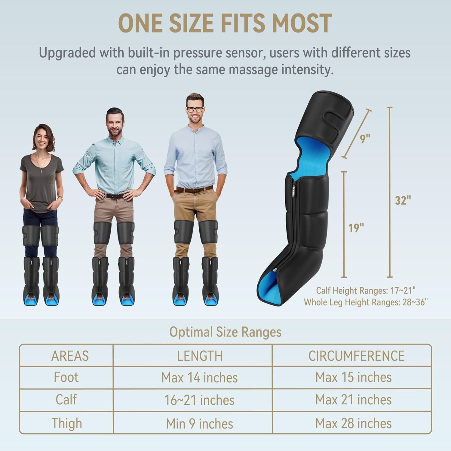 Compact Leg and Foot Massager with Heat – Built-in Pressure Sensor & LCD Display