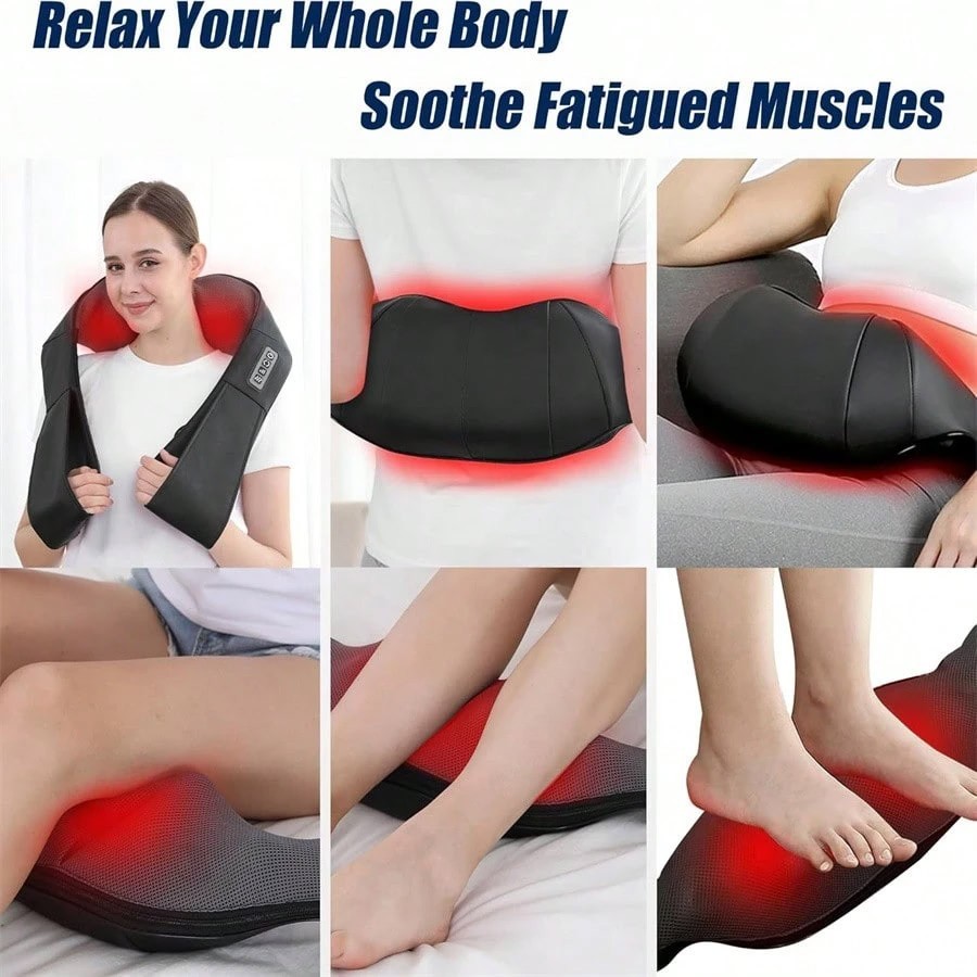 3D Neck Shoulder Back Massager with Heat Deep Kneading Massage Pillow