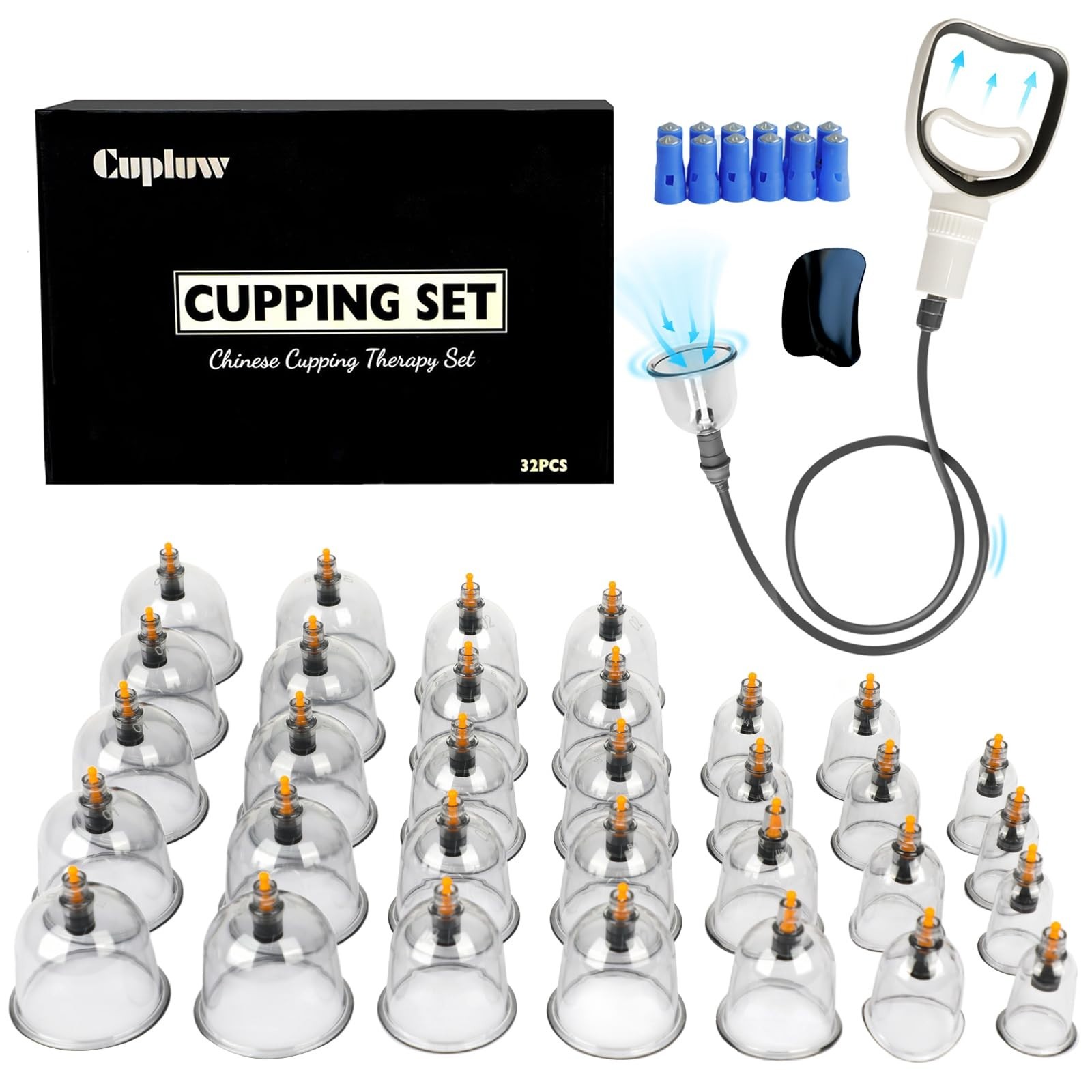 Professional Cupping Therapy Set – 32 Magnetic Cups, Vacuum Massage Kit for Pain