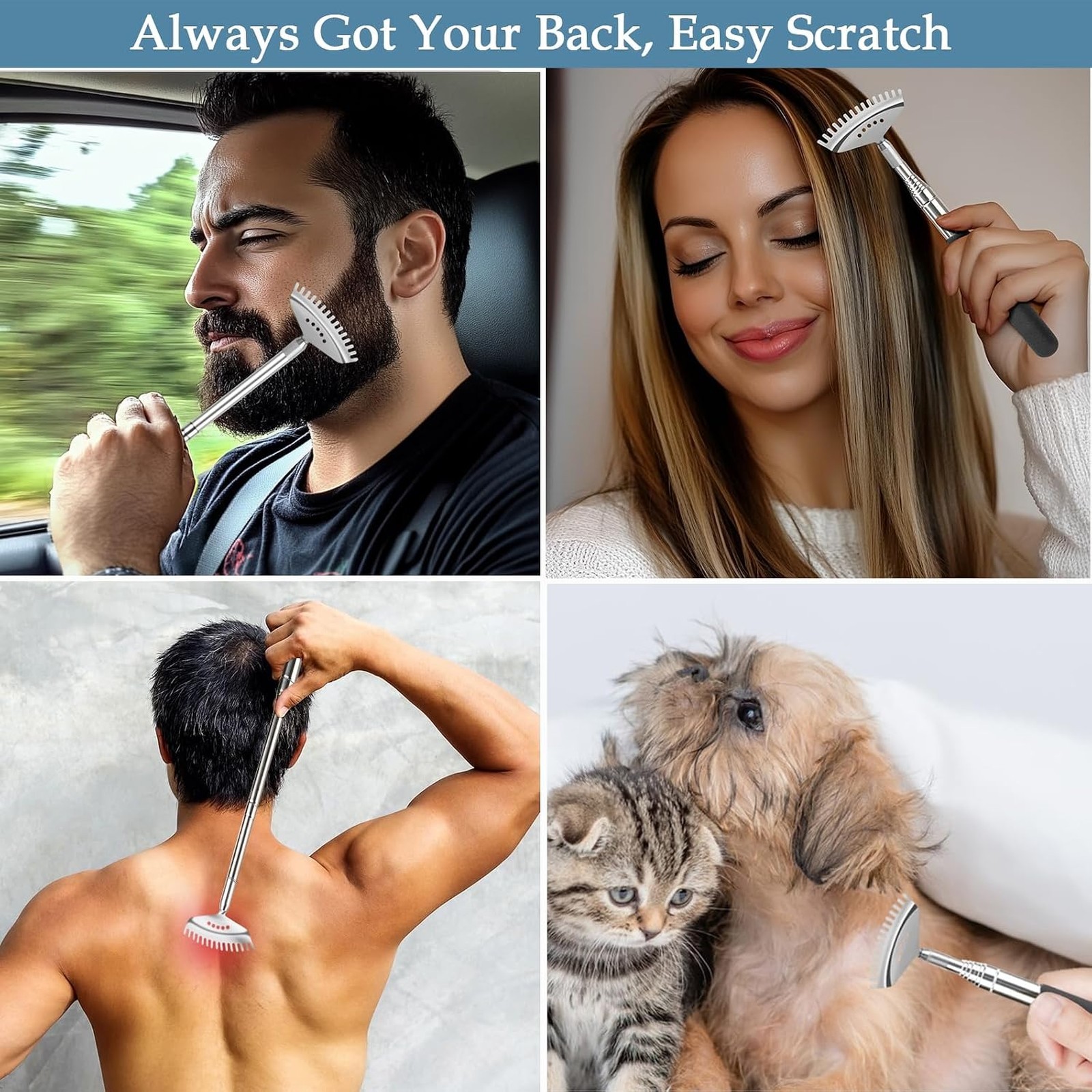 Extendable Back Scratcher for Men Women Adults, Telescoping Massager, 2 Pack