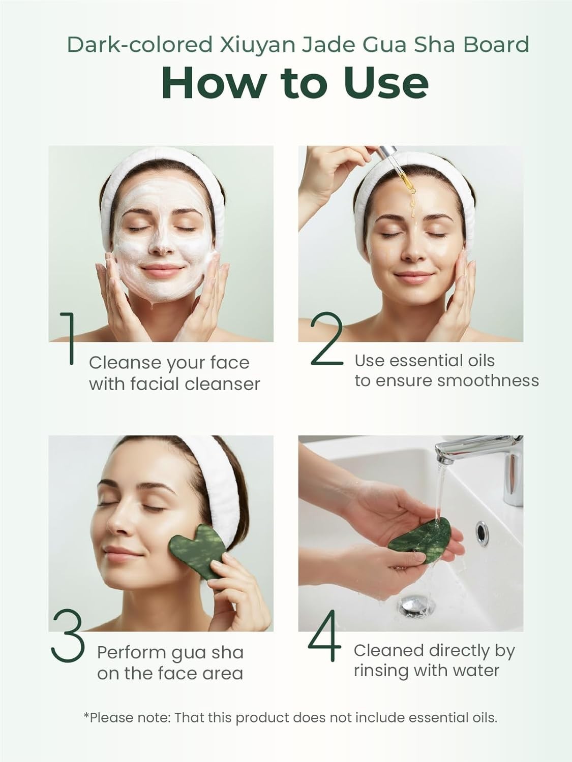 Natural Jade Gua Sha Tool Face Scraping Massage Anti-Aging Acupuncture Therapy