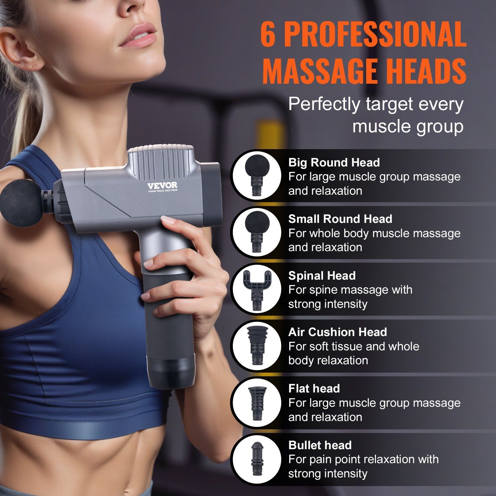 Optimized Percussion Massager 8 Speed Stages 6 Heads 16V 2500mAh