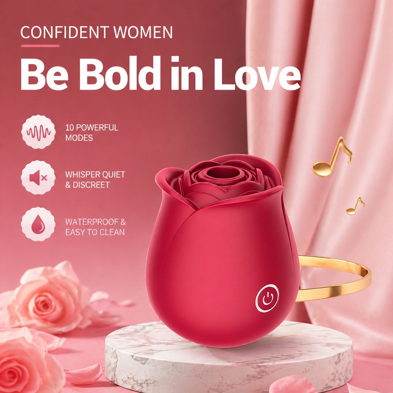 🌹 ROSE Massager, Strong Vibration, Water Resistant, Rechargeable -NEW in box