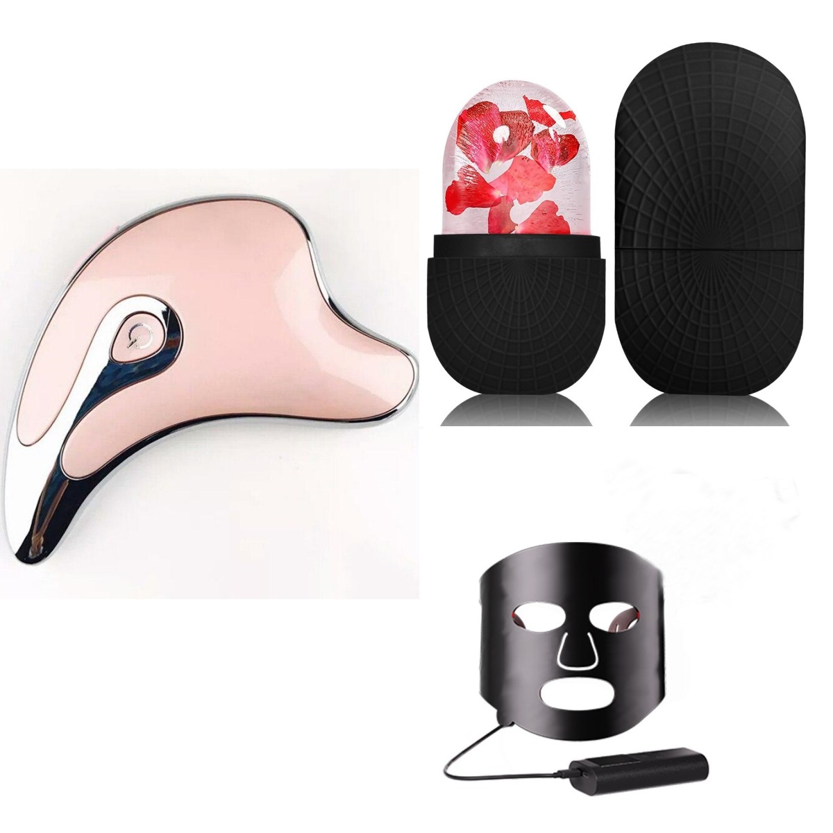 Gua Sha Scraper Facial Massager Face Lifting Slimming LED Light Microcurrent Ski