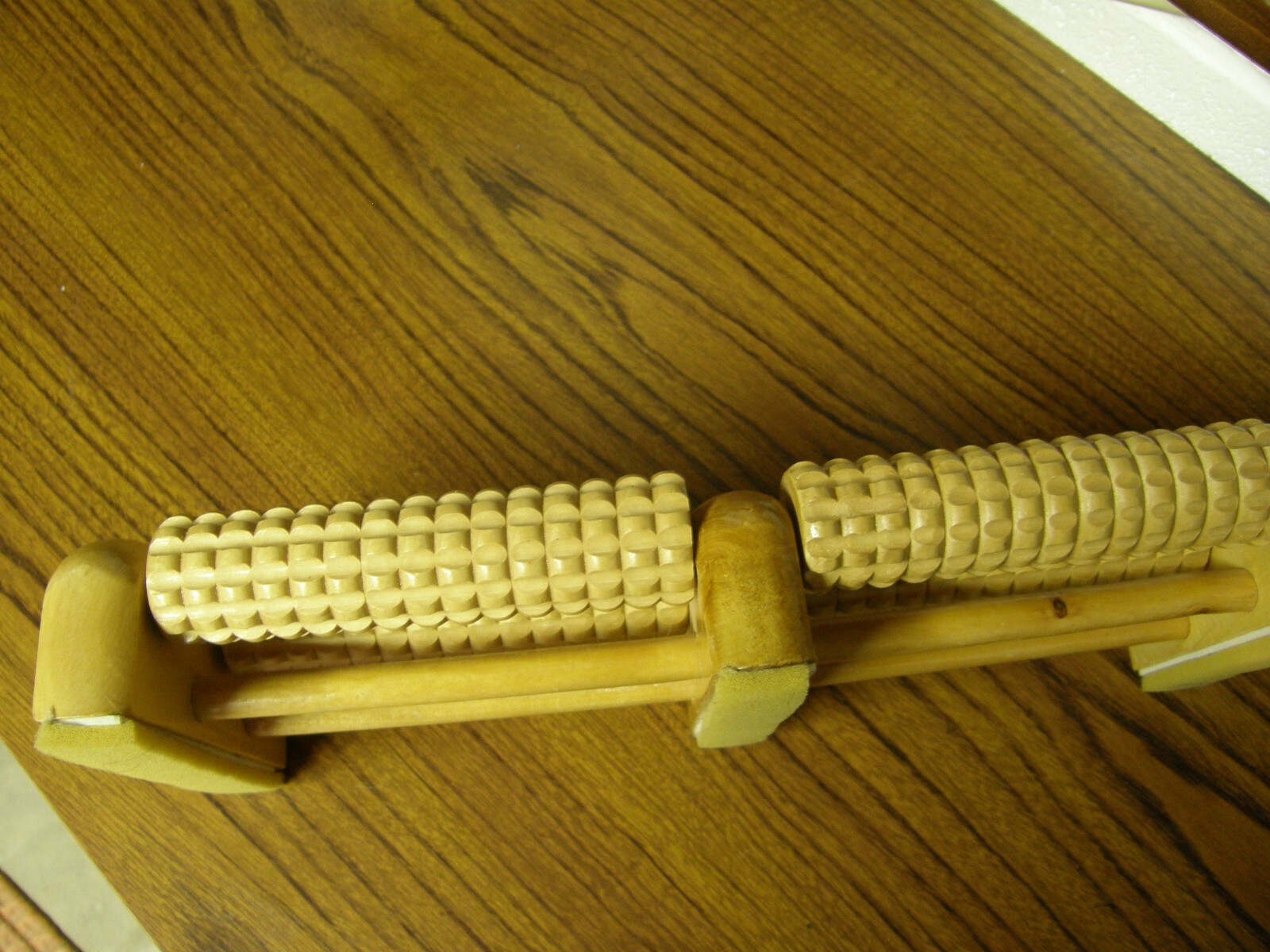 4465) Dual Wood Foot Massager Three 5″ Long x 1.5″ Diameter Rollers Each Side