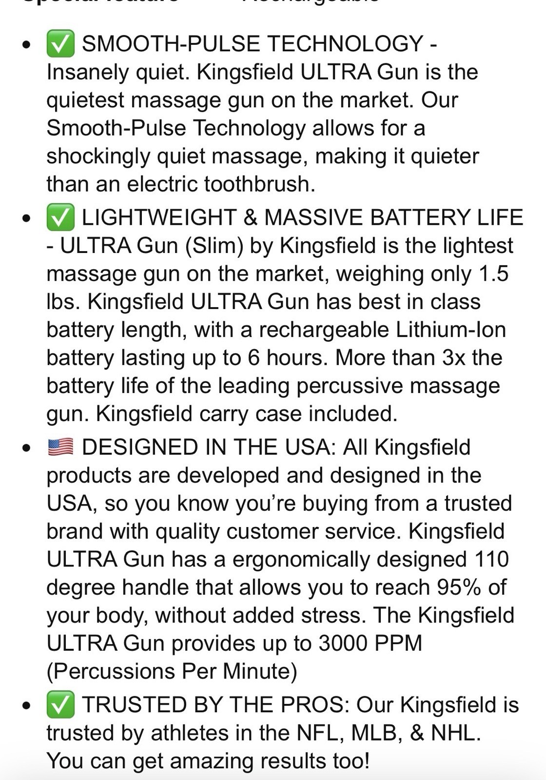 Kingsfield ULTRA Gun Handheld Percussion Massage Gun w/ 5 Heads & Case