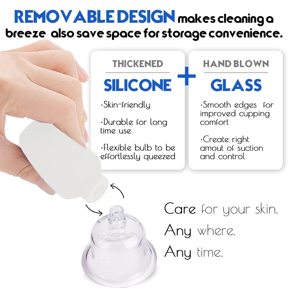 4 PCS Glass Facial Cupping Set | Silicone Vacuum Suction | White