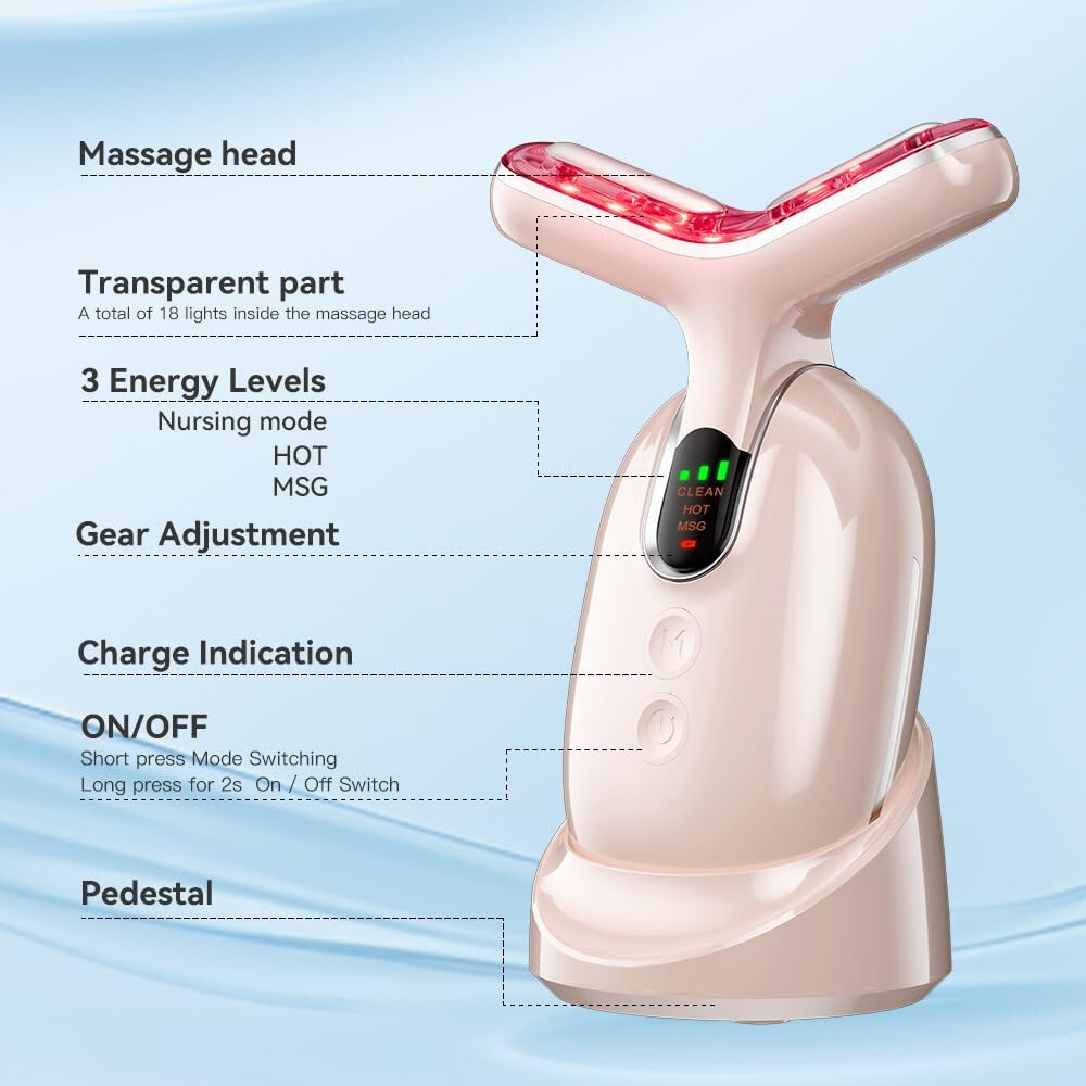 Neck Face Vibrating Massager Portable Thermal for Skin Care Double Chin