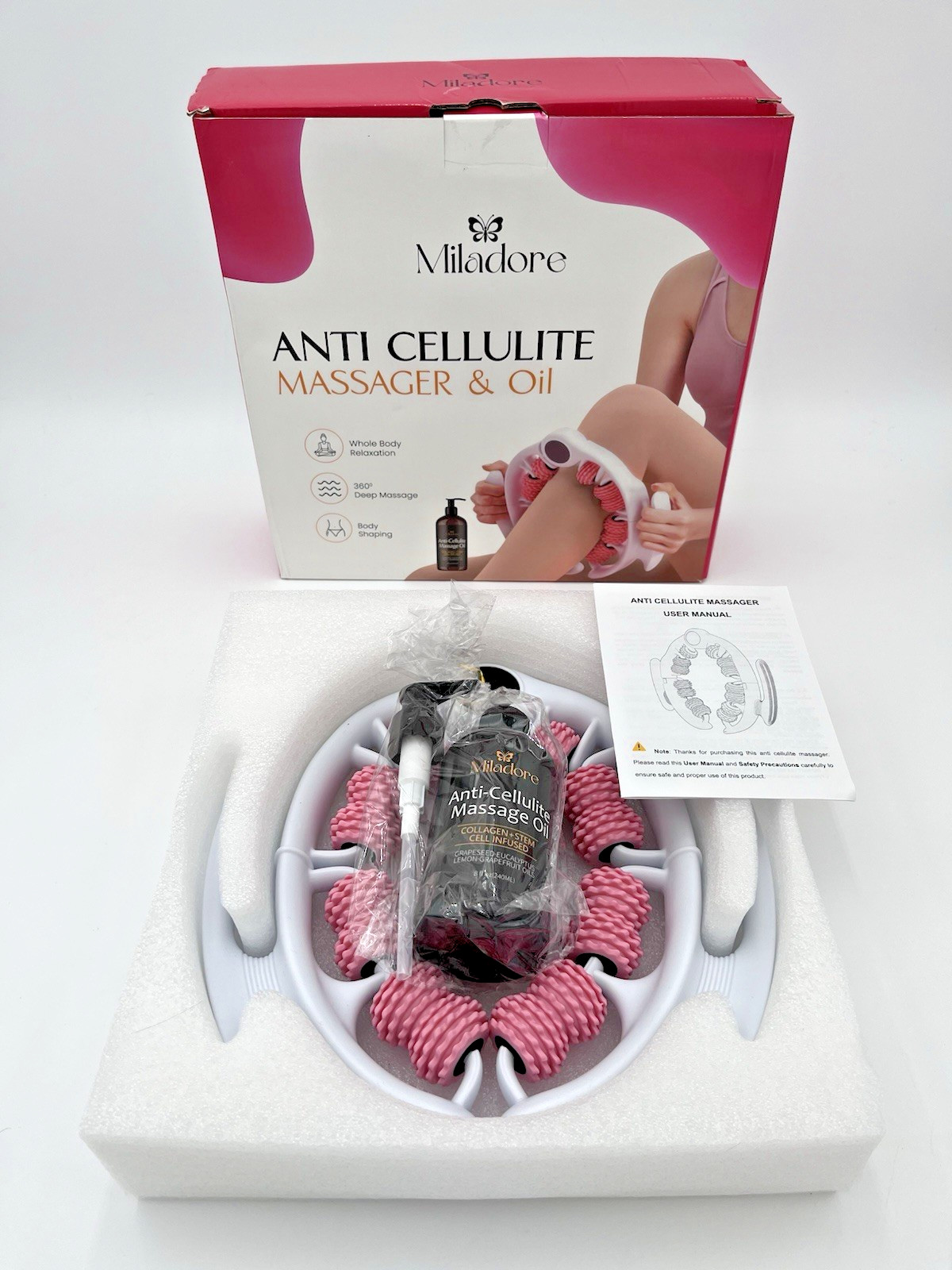 Miladore Anti Cellulite Body Shaping Roller Massager & Oil Bundle – NEW*