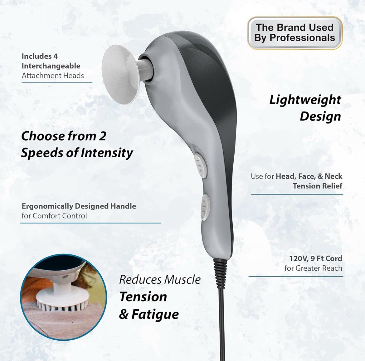WAHL All Body Power Therapeutic 2-Speed Massager w/ 4 Attachment Heads 4120-600