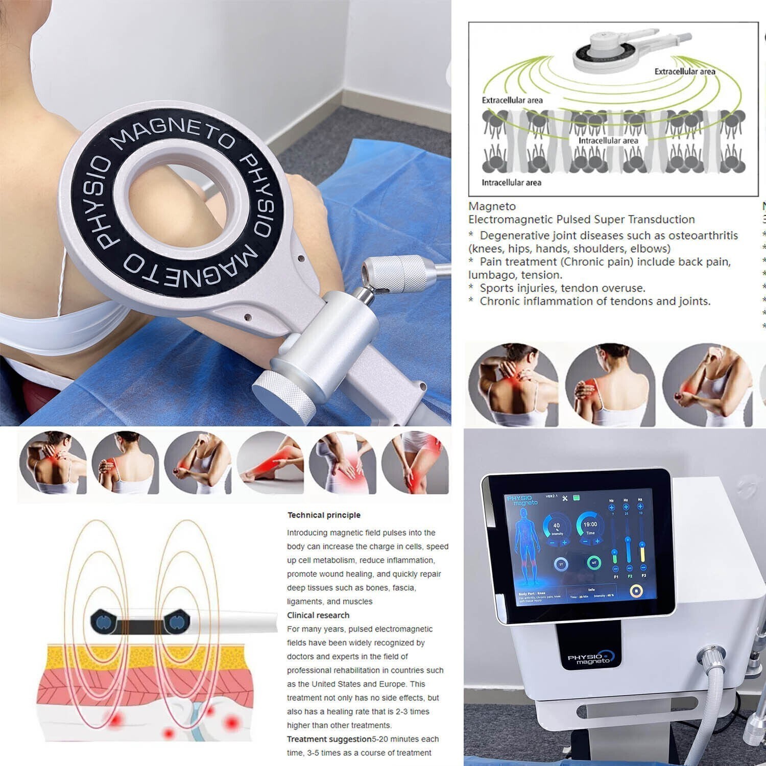 Professional Pain Relief Physio Magneto pemf Magnetic EMTT therapy machine