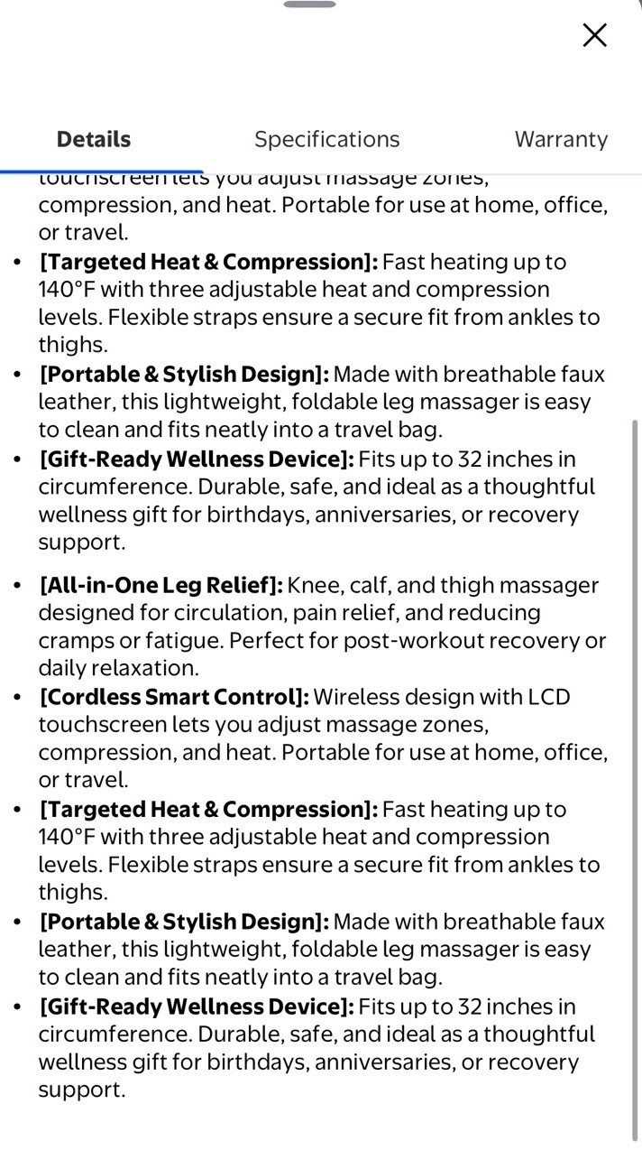 Cordless Heated Air Compression Knee~Leg~Calf~ Arm Massager – 3 Modes NIB 🆓 🚢