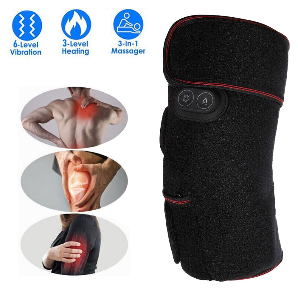 Electric Heating Vibration Knee Joint Pad Brace Leg Therapy Massager Pain Relief