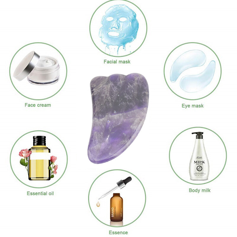 1pcs Face Body SPA Amethyst stone Board Gua Sha Body Relaxing Scraping Massage