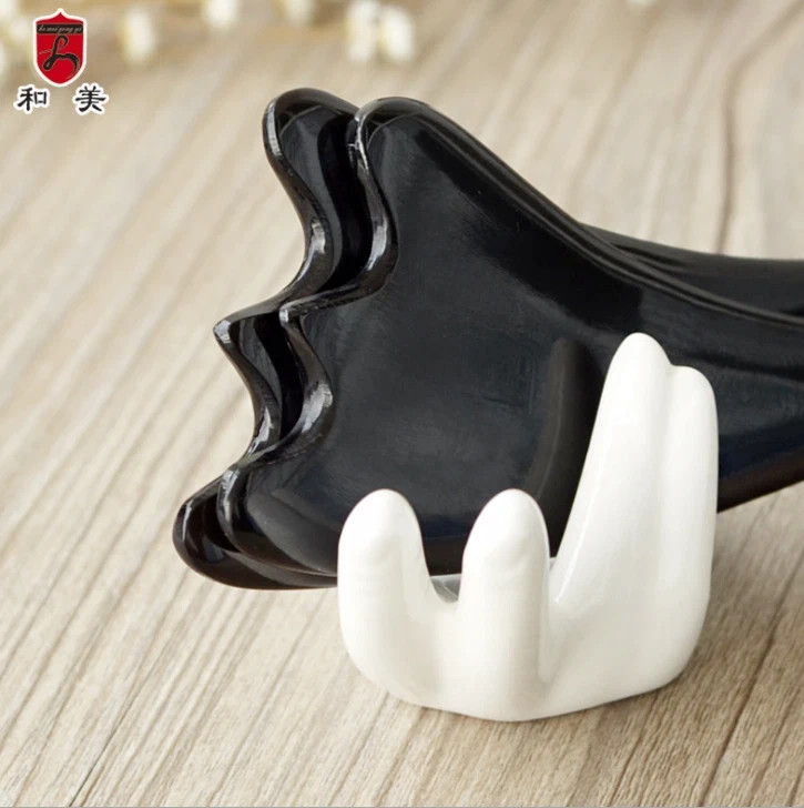 Black Buffalo Horn Gua Sha Massage Scraping tool SPA Guasha Board Triangle shape