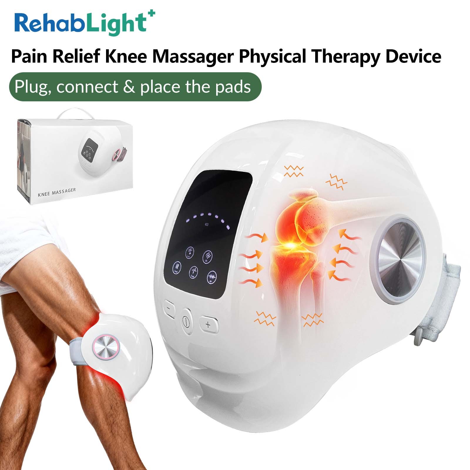 Portable Cordless Knee Massager for Knee Elbow Large LED Screen Pain Relief Tool