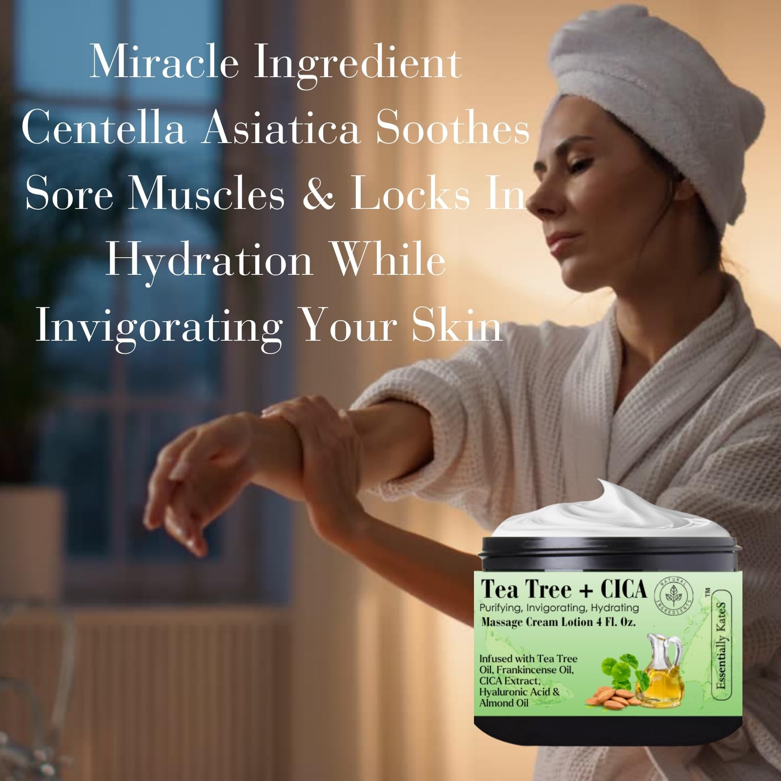 Tea Tree 2.5% Body Cream Massage Lotions 4 oz, Infused with Centella Asiatica…