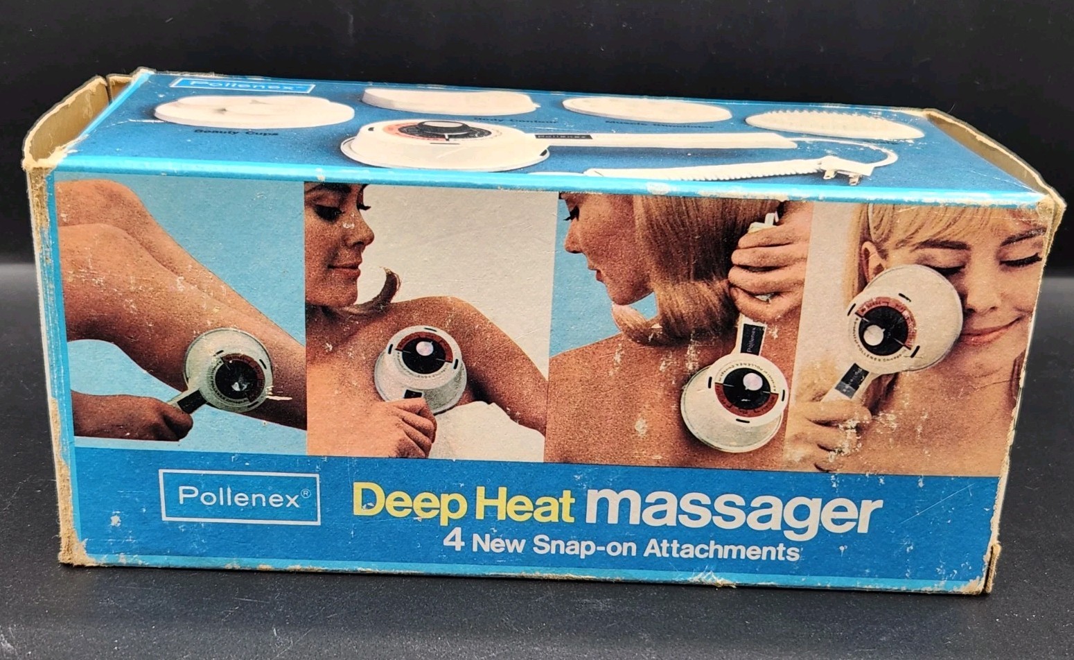 Vintage 1976 Pollenex Deep Heat Massager with All Attachments &Box HM10A4 Tested
