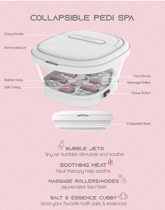 Tzumi SLF Heated Portable Bubble Bath Foot Massager