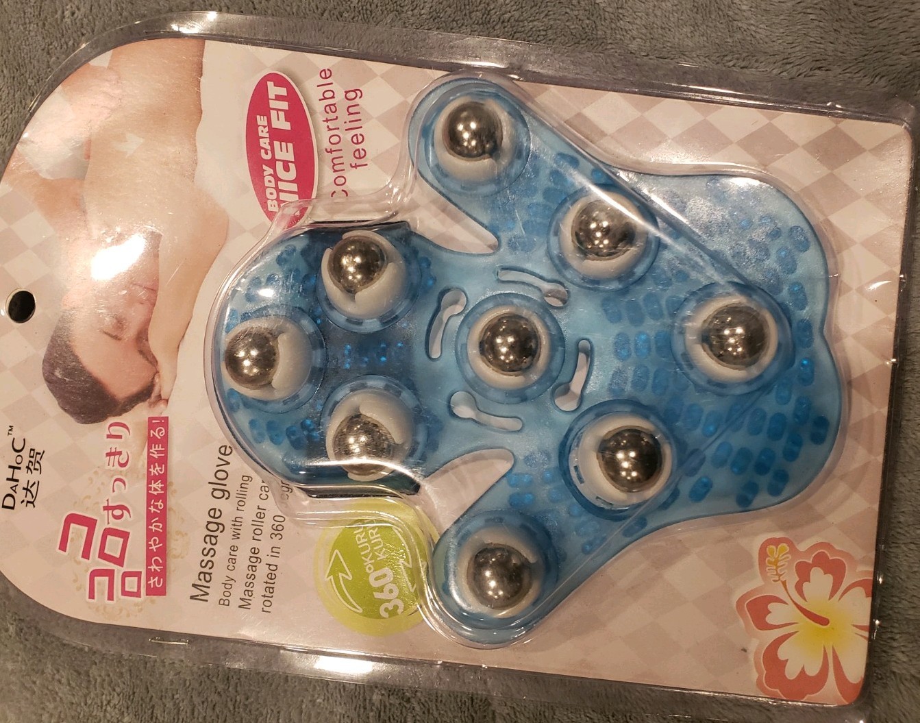 Blue Hand Held Palm Shaped Full Body Massage Glove Tool Muscle Pain Relief