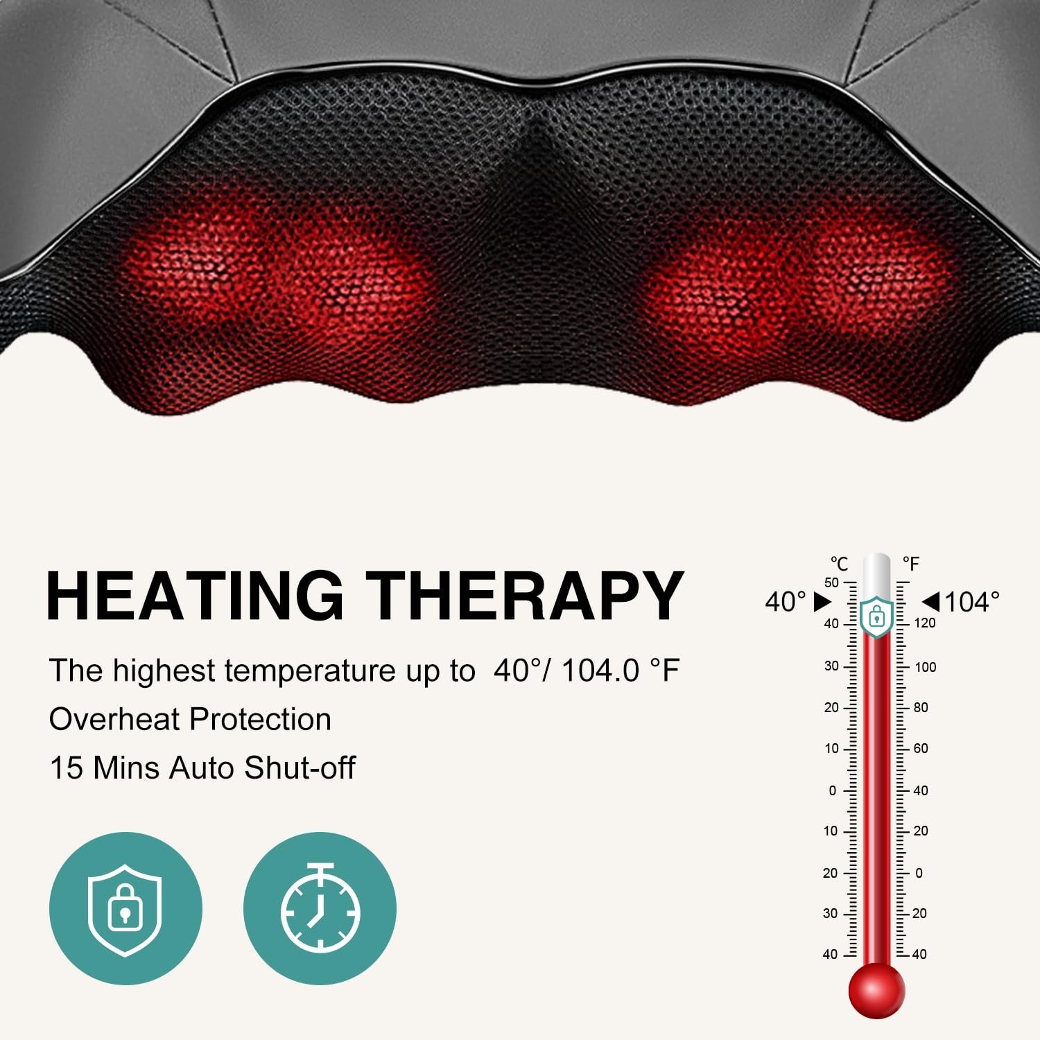 Shiatsu Neck Massager with Heat – Deep Tissue Back & Shoulder Kneading Pillow, P