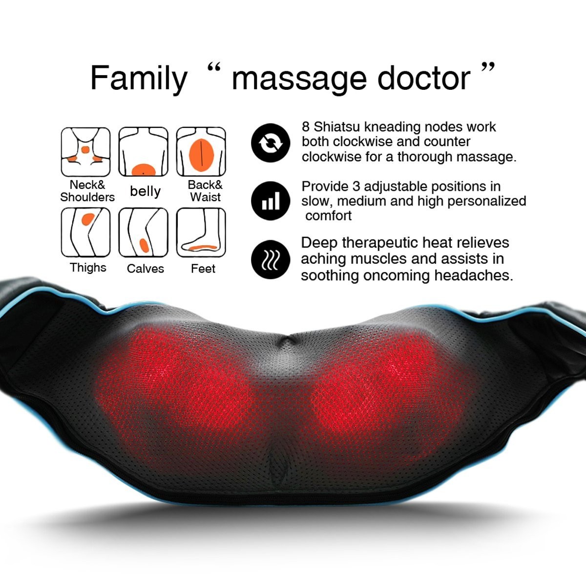 Men Gifts, Shiatsu Back Shoulder and Neck Massager with Heat, Deep Tissue 4D …