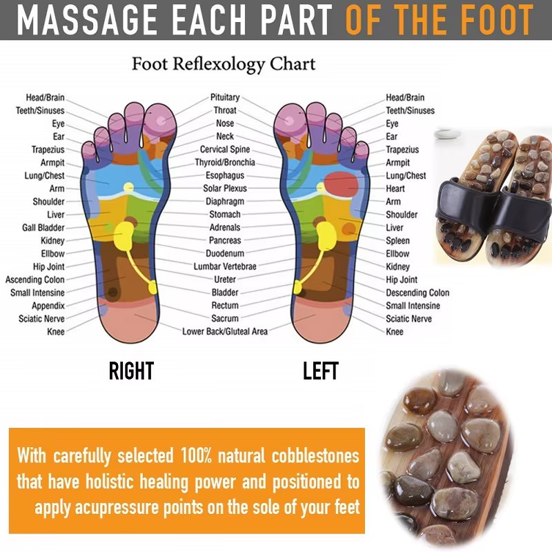 Massage Stone Shoes Acupressure Massage Slippers with Natural Stone Therapeutic
