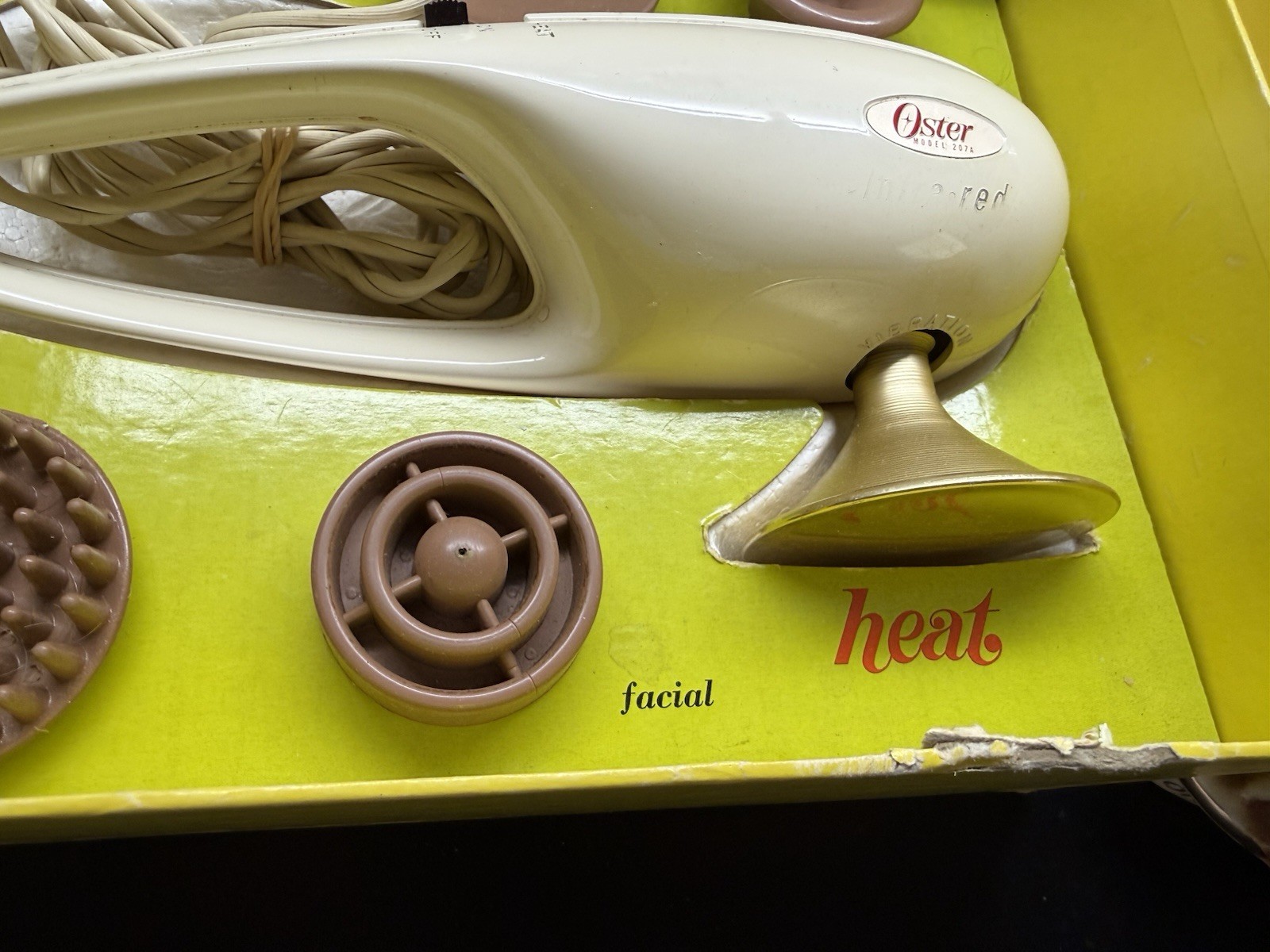Vintage Oster Duo Infra Red Heat Massager Model 207-01 Box Manual Attachments.