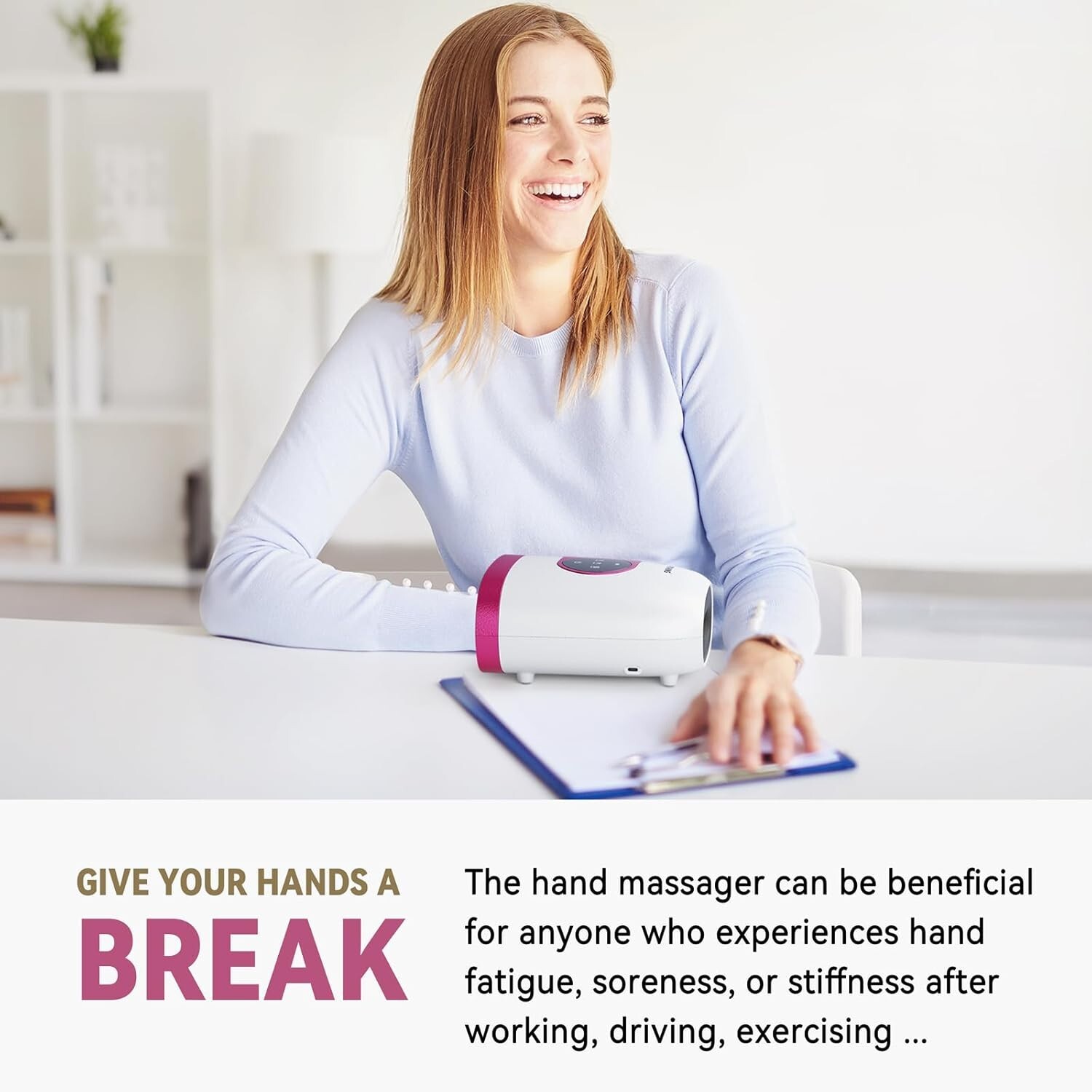 Fit King Hand Massager Heat Circulation Cordless Rose Red Pink White New Sealed
