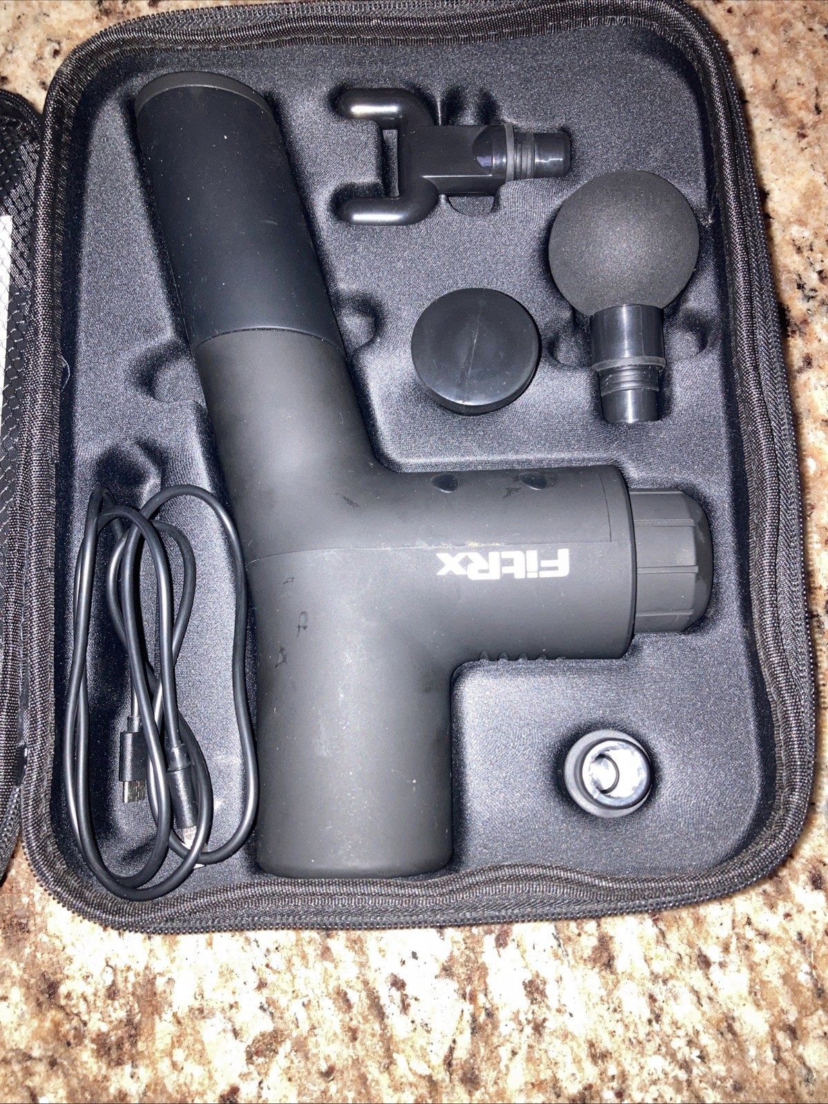 Tzumi FitRx Portable Muscle Massage Gun with Carrying Case Clean Tested Working
